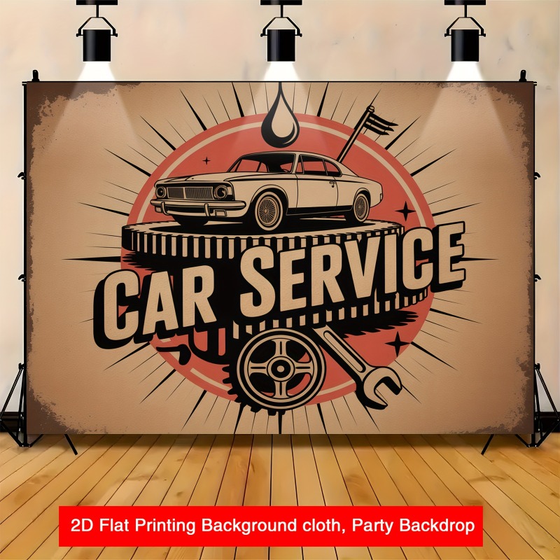 Large retro car service banner - Heavy Equipment Service recension och pris